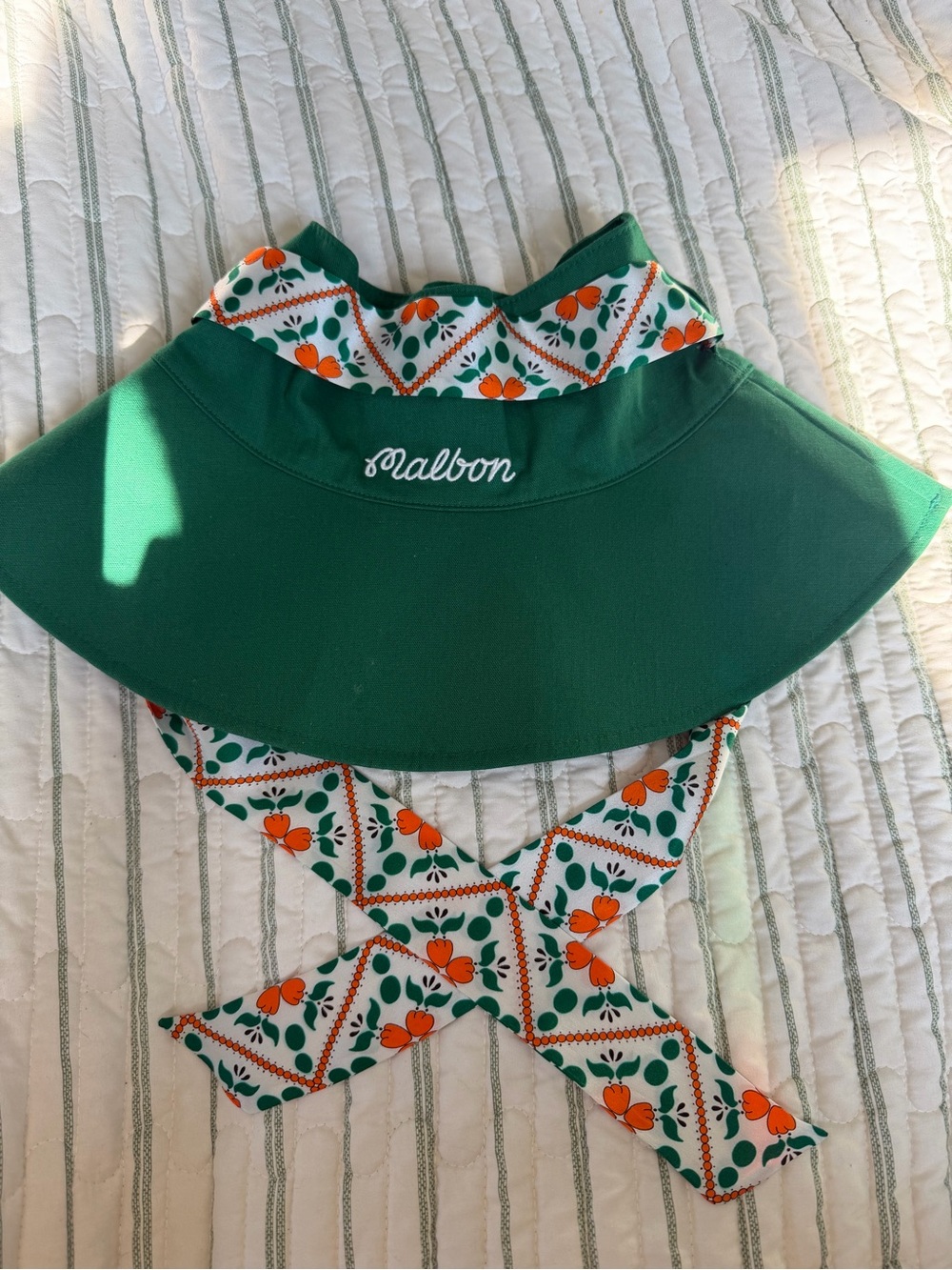 Malbon Green Floral Tie-Back Sun Visor